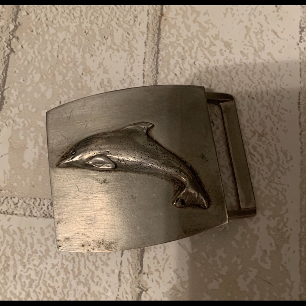 Vintage dolphin pewter belt buckle